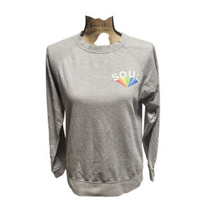 Soul cycle gray crew neck long sleeve pullover, size small